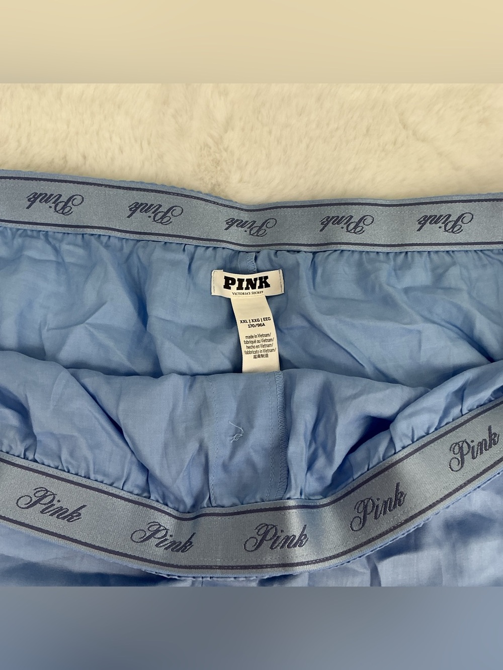 PINK Victoria's Secret Tencel Boxy Pajama Shorts - Light Blue Satin Boxer Shorts - Picture 5 of 9
